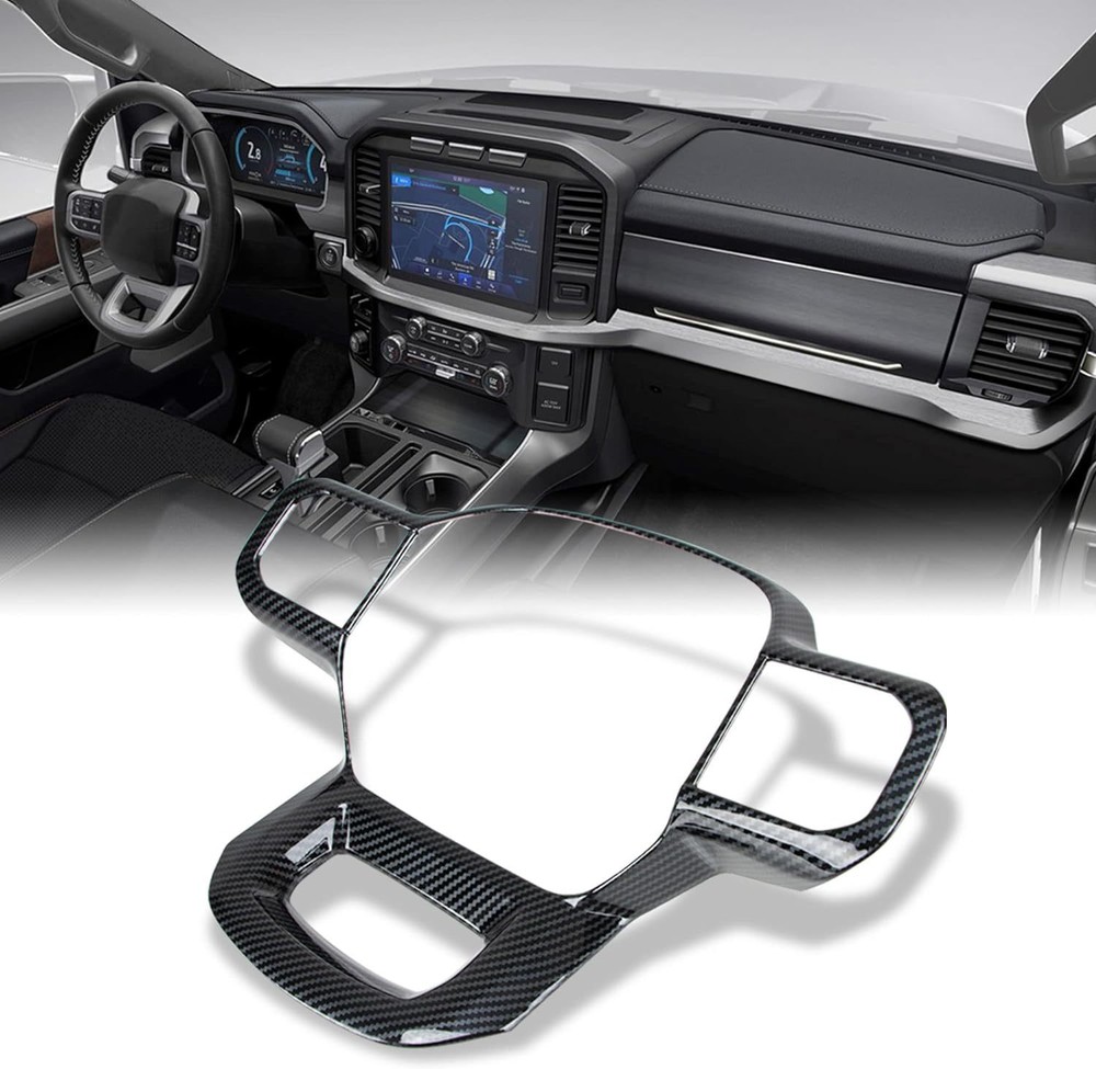 Carbon Fiber Steering Wheel Cover Trim For Ford F150 F-150 2021-2023 Accessories