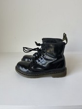 Dr. Martens AirWair 1460J Black Patent Leather Side Zip Boots Kids Size US 3