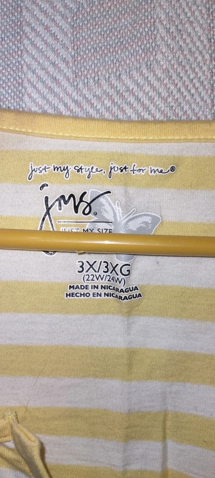 Women's Beautiful Yellow And White Striped Half Sleeve Shirt 3x JMS Boat V Neck - Image 4 of 4