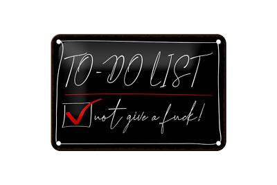 Blechschild Spruch 18x12 cm To-Do List not give a fuck Metall Schild