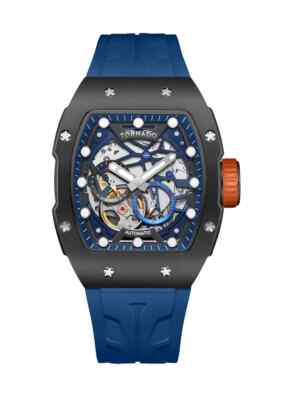 Watch Men TORNADO XENITH Automatic Blue GUN Stainless Steel Skeleton T24302-XSNN