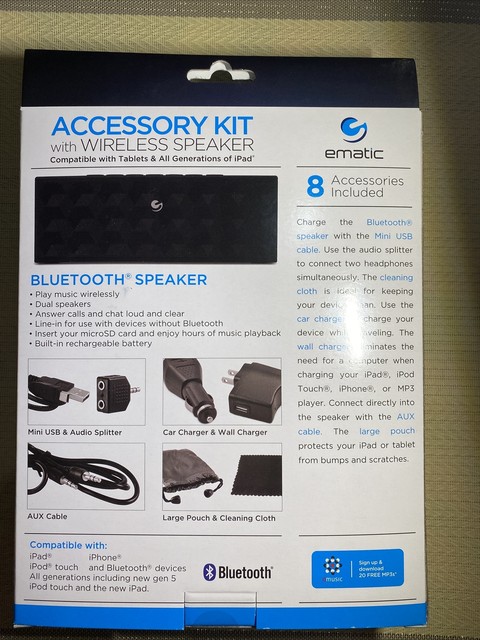 ematic accessory kit with wireless speaker