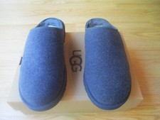 UGG Mens Slip On Slippers 1154050 Logo Blue Wool Mules sz 9 NEW