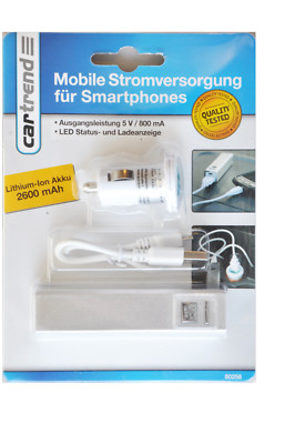 Cartrend 80258 Mobile Stromversorgung für Smartphones, Power-Bank, USB