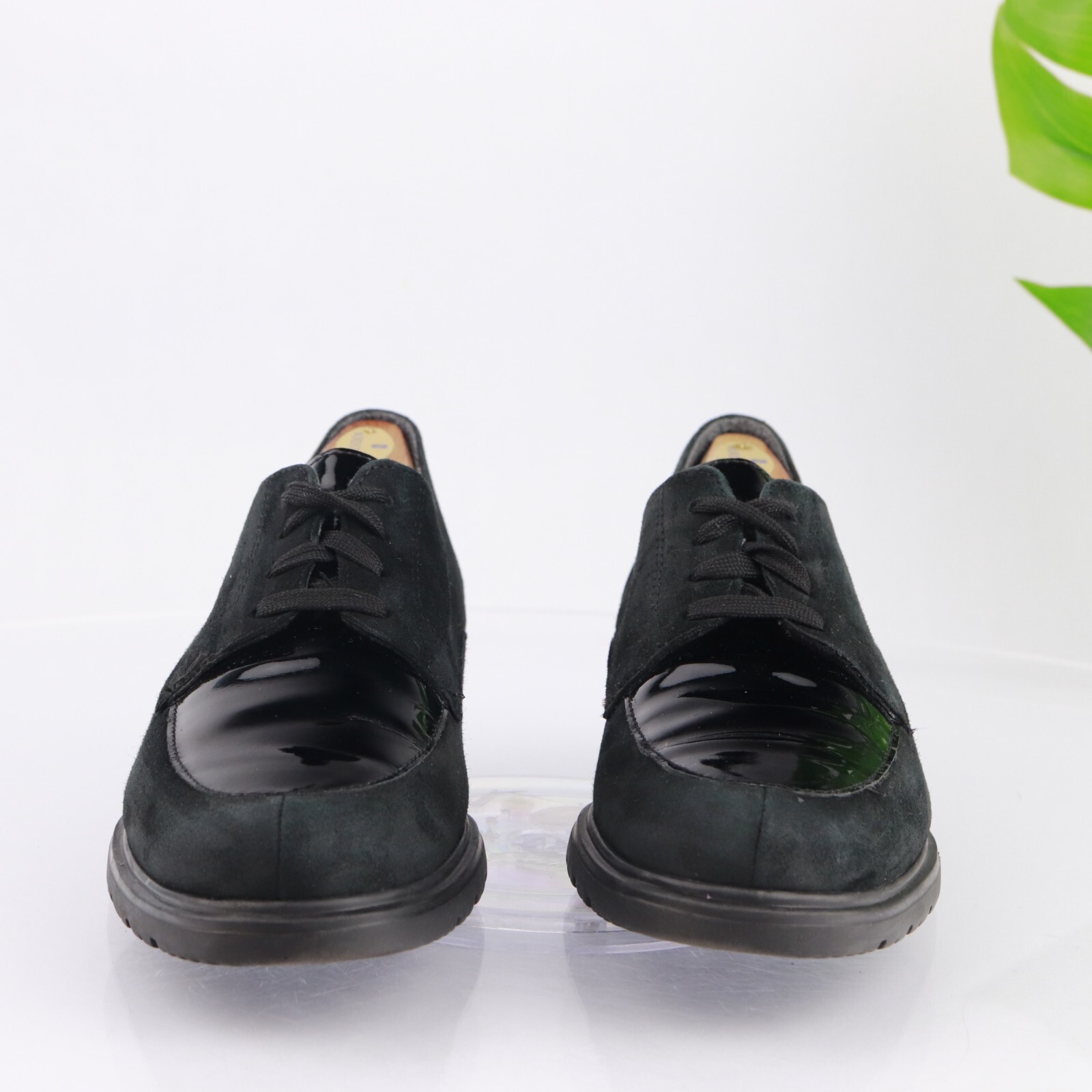 SAOLA Mocassino da donna Munro Oxford taglia 11 M con lacci nero pelle scamosciata suola grossa ad alette