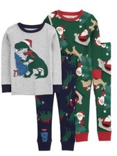 NWt Carters Kids' 4-piece Holiday Pajamas, Green