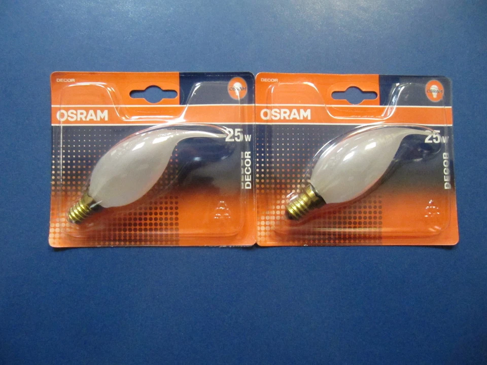10XOSRAM Glühlampe Kerze Windstoßkerze matt 25W E14 Kerzenlampe Windstoß Decor  - Bild 4 von 4