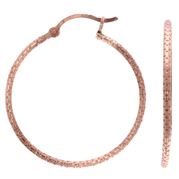 Creolen Ohrringe 925 Sterling Silber Rotvergoldet Diamantiert Mit Klappverschluß-image