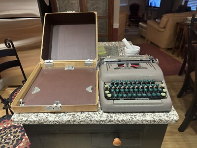 Vintage Used Green Smith-Corona Silent Portable Typewriter with Case