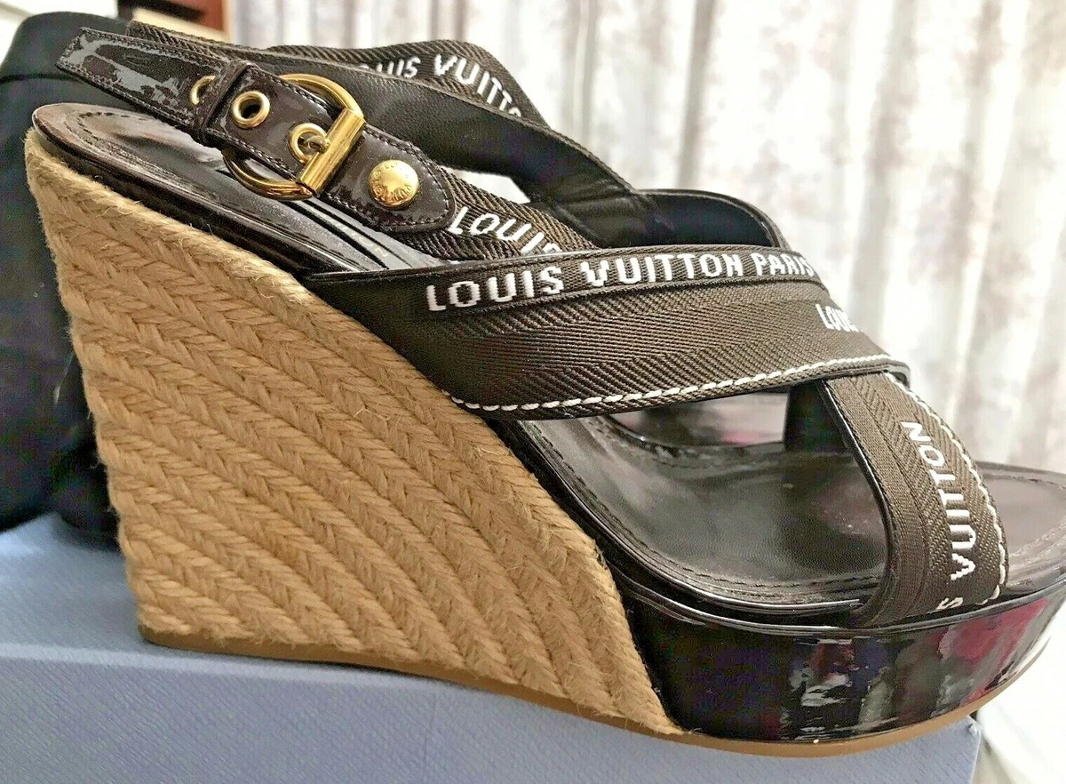 Louis Vuitton Logo Wedge Sandals - Farfetch