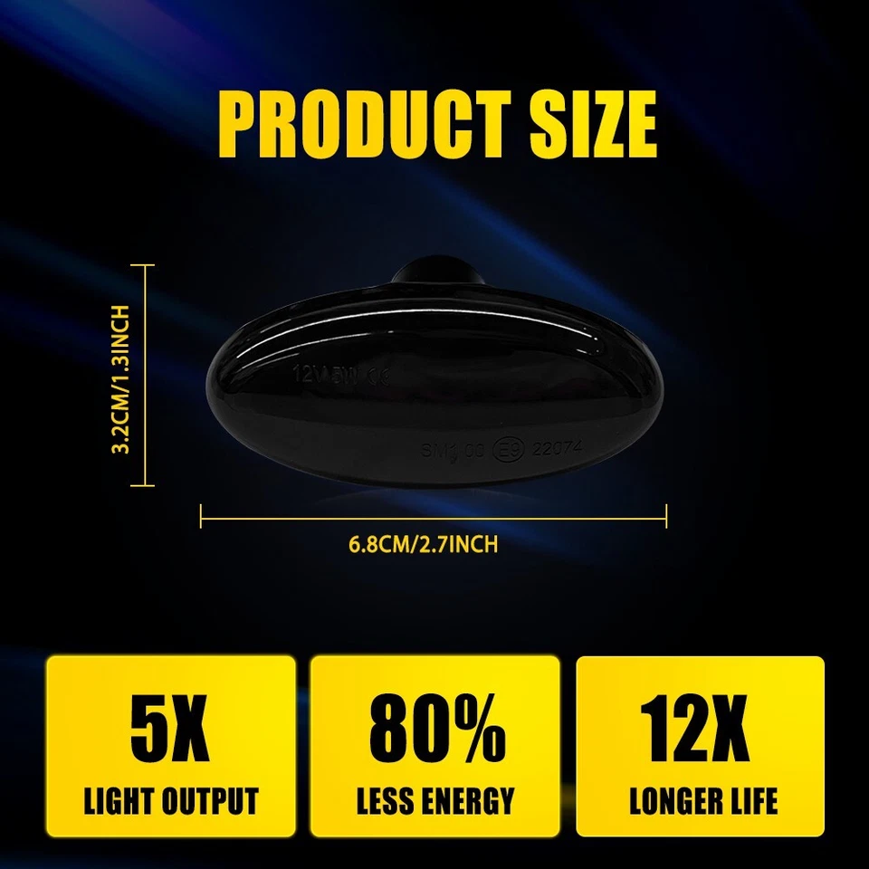 PARA MAZDA 3 SECUENCIAL LUCES DE MARCADOR LATERAL DE GUARDABARROS DELANTERO LED HUMO 2004-09 ÁMBAR C Foto 2 de 4