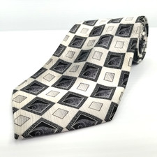 Steven Land SL Luxury Tie Gray Geometric Pattern Silk Necktie 60 x 4 Ships Fast 