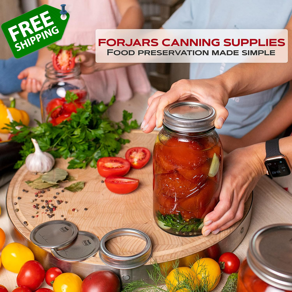 FORJARS Canning Lids Regular Mouth, 100Pack Create Airtight Seals