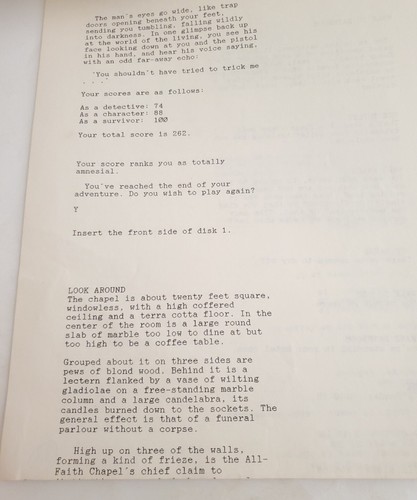 Amnesia (Text Adventure) by Electronic Arts for Apple II,IIe,IIc,IIgs 5.25” Disk - Picture 6 of 11