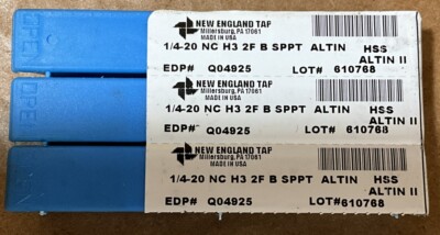 New England Tap #1/4-20 NC H3 2F B SPPT ALTiN HSS (Set Of 3)