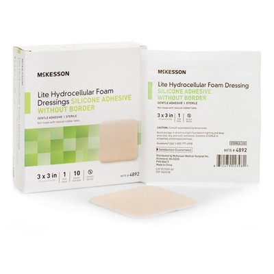 McKesson Lite Thin Foam Dressing 3 x 3'' Square No Border 200 per Case