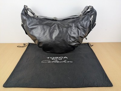 Tosca Blu Designer weiche Leder Schulter Handtasche groß schwarz Hobo Reißverschluss verstellbar