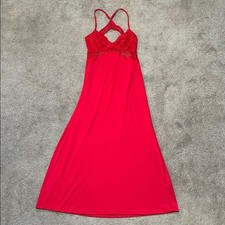 I.N.C Intimates Red Lace Open Racerback Maxi Night Gown