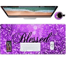 Desk Pad, Gaming Mouse Pad Extended Mouse Mat with Stitched Edge, AUOX Large ...