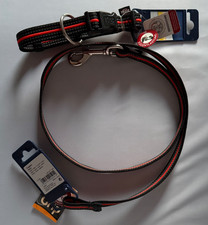 Set: Trixie Fusion Hundehalsband und Leine Gr. M-L | schwarz-grau-orange  Trip