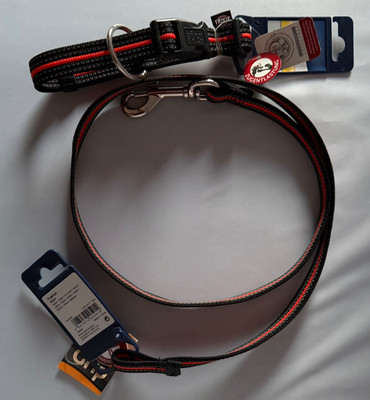 Set: Trixie Fusion Hundehalsband und Leine Gr. M-L | schwarz-grau-orange  Trip