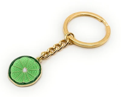 H-CUSTOMS Limette Frucht Schlüsselanhänger Anhänger aus Metall Grün