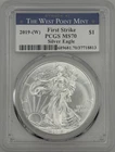 2019 $1 W American Silver Eagle PCGS MS70 First Strike