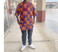 Traditional men top wedding Ankara print Isi - Agu wears, African men clothing