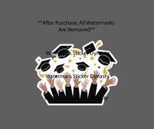 Graduation Cap Toss Sticker Waterproof Decal Grad School College Gift NEW