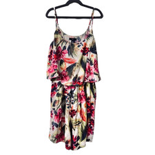 Gap XS Tropical Floral Print Romper Layered Mini Dress Boho Resort Beach Summer
