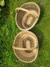 Large Wicker Basket Sturdy Handle Handmade Willow Rustic Decorative Storage Home