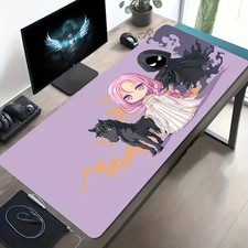 1 Large-Sized Esports Gaming Mouse Pad, Q Version Girl Dark Horse Black Clothin