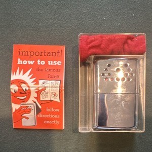 Jon-e Catalytic Hand Warmer Standard Size Metal Silver Reusable 