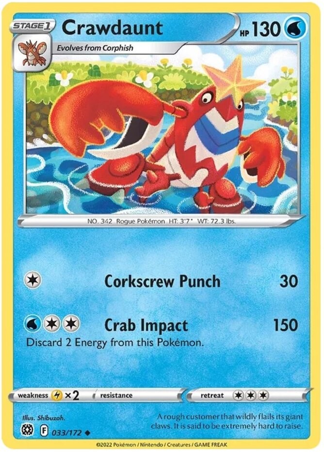 Crawdaunt - 033/172 - Uncommon (Near Mint) Brilliant Stars - Water Pokémon