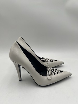 Tom Ford Corset 105 Leather Pumps in Chalk White Size 38.5
