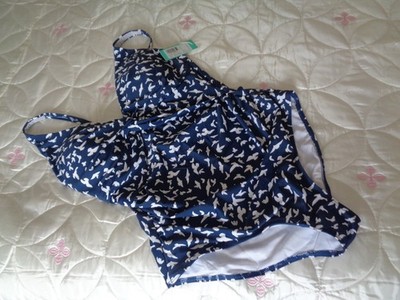 WINMAX SWIMSUIT V NECK FRONT ADJUST STRAPS NAVY~WHITE SIZE 18  BNWOT