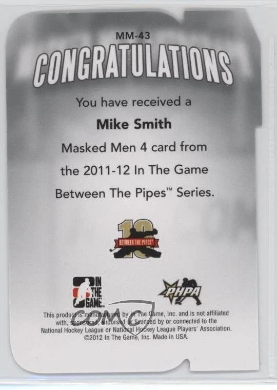 2011-12 ITG Between the Pipes Men 4 Ruby Die-Cut Mike Smith #MM-43 - Image 2 of 2