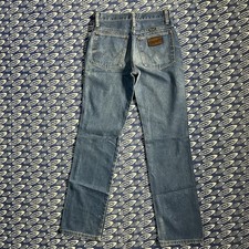 Vintage 60s Wrangler 401 SWNR 28x32 Blue Denim Jeans Med Wash Scovill Zipper