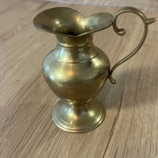 Vintage Messing Krug K&auml;nnchen 13,5 cm Henkel Vase Deko Messingkrug 233 g