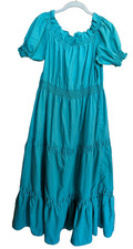Her Destiny Maxi Dress XL Green On/Off Shoulder Peasant Milkmaid Cottagecore