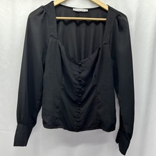 Abercrombie And Fitch Women s Black Blouse M Cinched Back Crop Corset Like Front