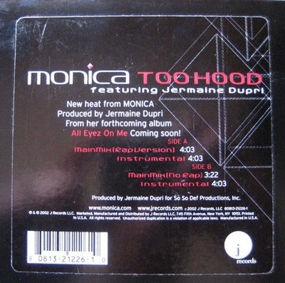 Monica - Too Hood Vinyl 12'' a0711830dd Eve Mya Brandy Xscape Cher