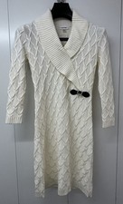 Calvin Klein Cream Cable Knit Ribbed Wrap Sweater Dress Women Stylish Cut Small
