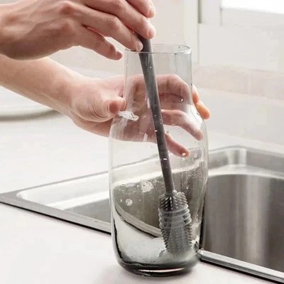 1Pcs Silicone Cleaning Tool Bottle Glass Cleaner Kitchen Brush Cup Scrubber