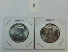 2008 P & D UNC Clad Kennedy Half Dollar Set in CB Flips -Free Shipping - C