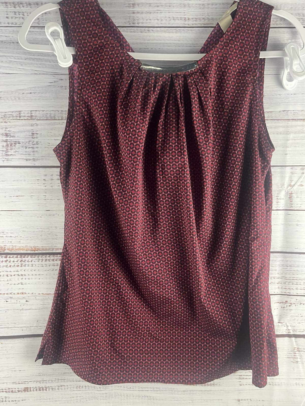 Banana Republic Blouse Women’s Small Sleeveless Burgundy Navy Blue Career
