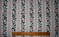 vtg pink white stripe cow cotton fabric Aleene's Cinnamon Street heart country