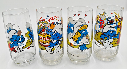 Juego completo de 8 vasos Pitufina Peyo vintage 1982-1983 Papá - Imagen 5 de 9