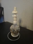 Antique Vintage White Milk Glass Hand Painted Decanter Bottle Flowers 5.5"