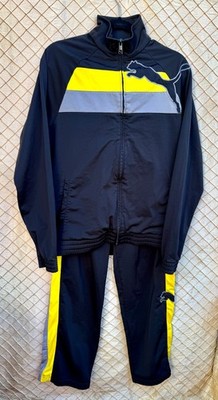 Puma Men s Track Suit Size M Black Full zip Long Sleeve Jacket Pull on  Pant
